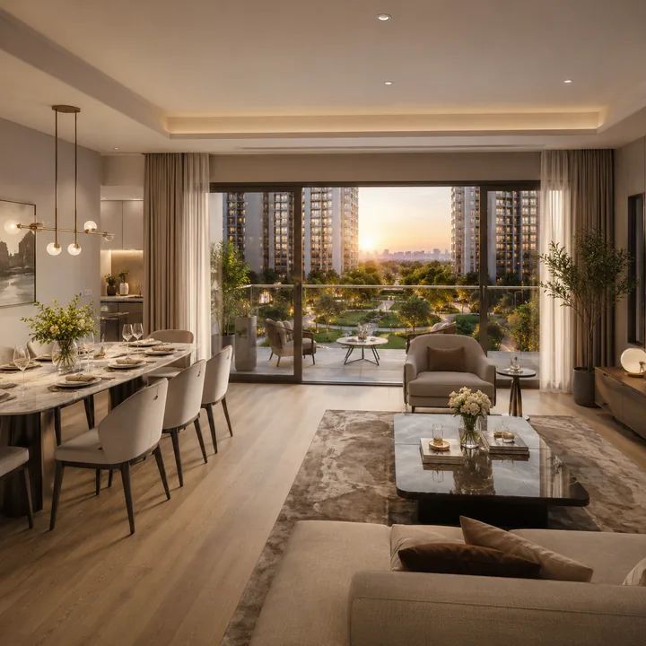 Urbanrise Begur Koppa Road apartment living and dining interior