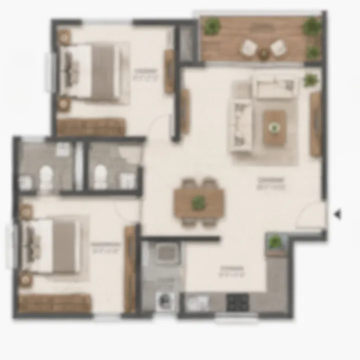 Urbanrise Begur Koppa Road 2 BHK floor plan layout - indicative, 1,050-1,270 sq ft